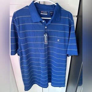 Chaps Men's Polo‎ Shirt in Blue with White Stripes